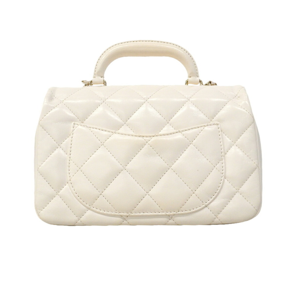Chanel Matelassé Chain Shoulder Handbag, Lambskin, White/Champagne, 2-way Bag... - Picture 11 of 11